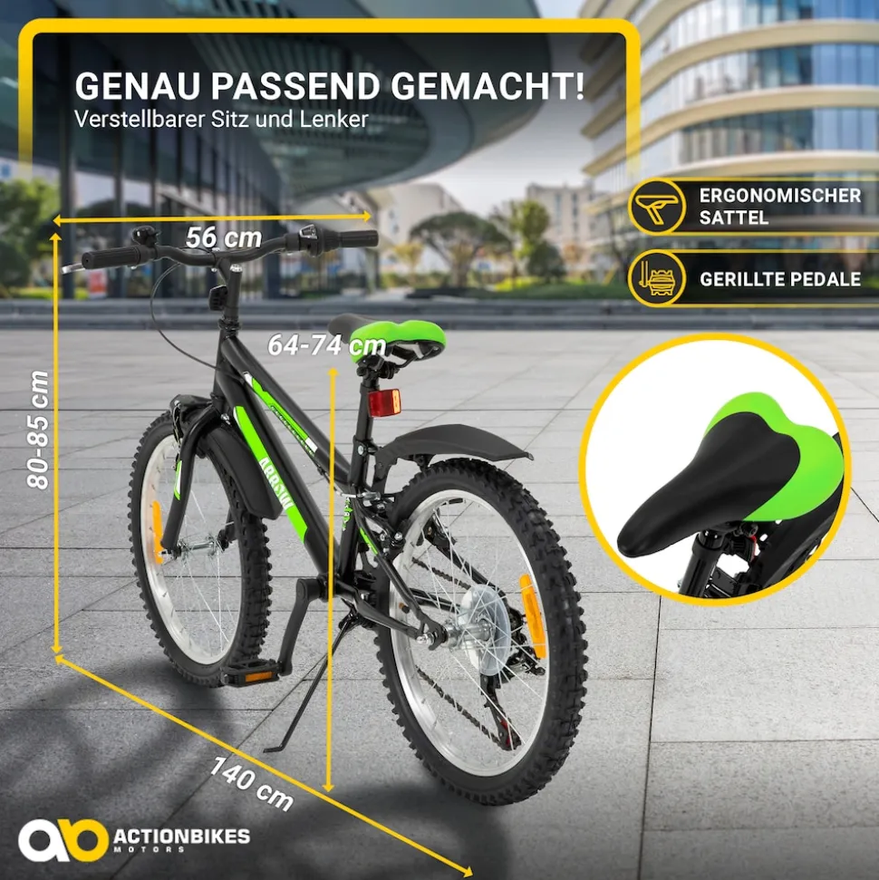 Actionbikes Kinderfahrrad Arrow 20 Zoll, Gangschaltung, V-Brake-Bremsen, verstellbar, Diamantrahmen