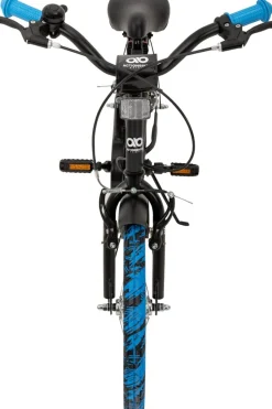 Actionbikes Kinderfahrrad Cruiser 18 Zoll, schwarz, Fahrradständer, Antirutschgriffe, Lenkerschutz (Schwarz/Blau)