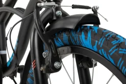 Actionbikes Kinderfahrrad Cruiser 18 Zoll, schwarz, Fahrradständer, Antirutschgriffe, Lenkerschutz (Schwarz/Blau)
