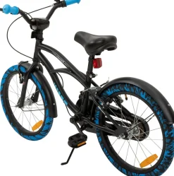 Actionbikes Kinderfahrrad Cruiser 18 Zoll, schwarz, Fahrradständer, Antirutschgriffe, Lenkerschutz (Schwarz/Blau)