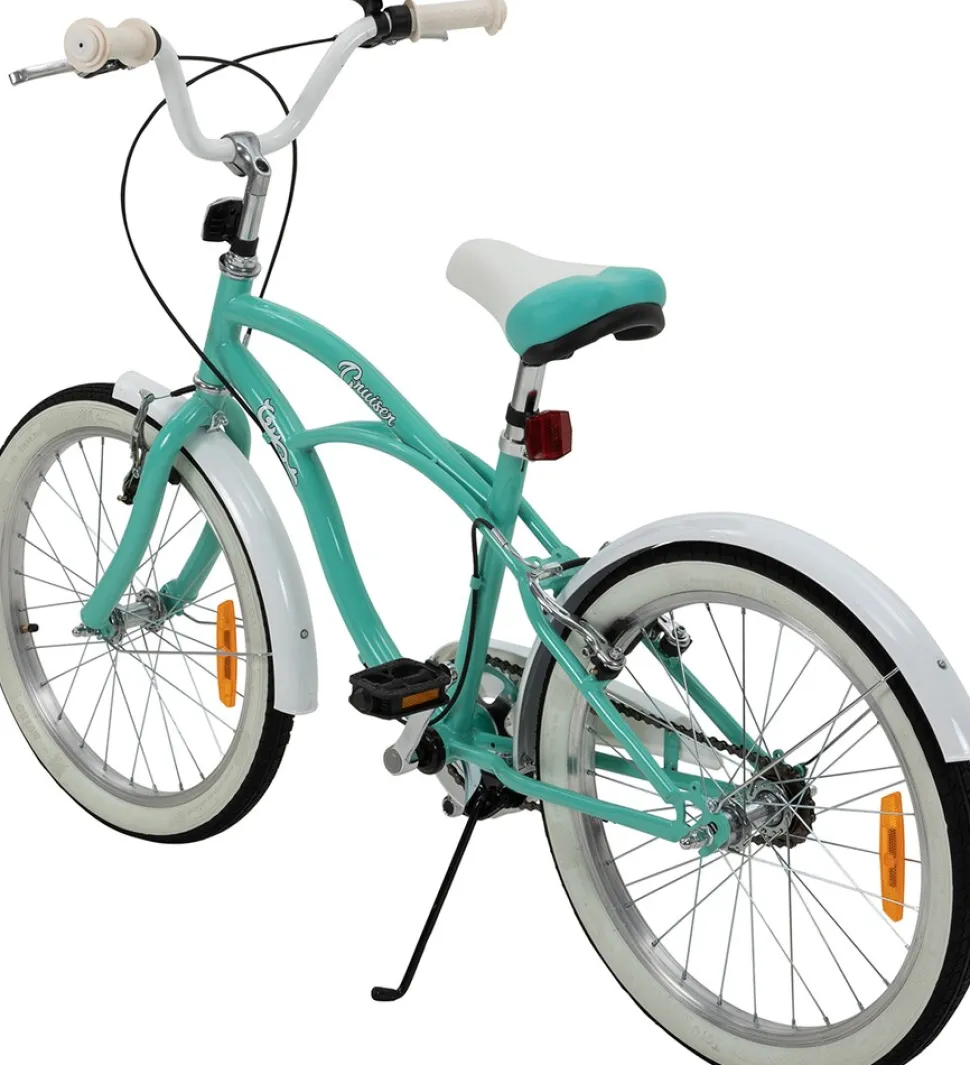 Actionbikes Kinderfahrrad Cruiser 20 Zoll, Rosa/Türkis, verstellbar, Seitenständer, V-Brake-Bremsen (Türkis)