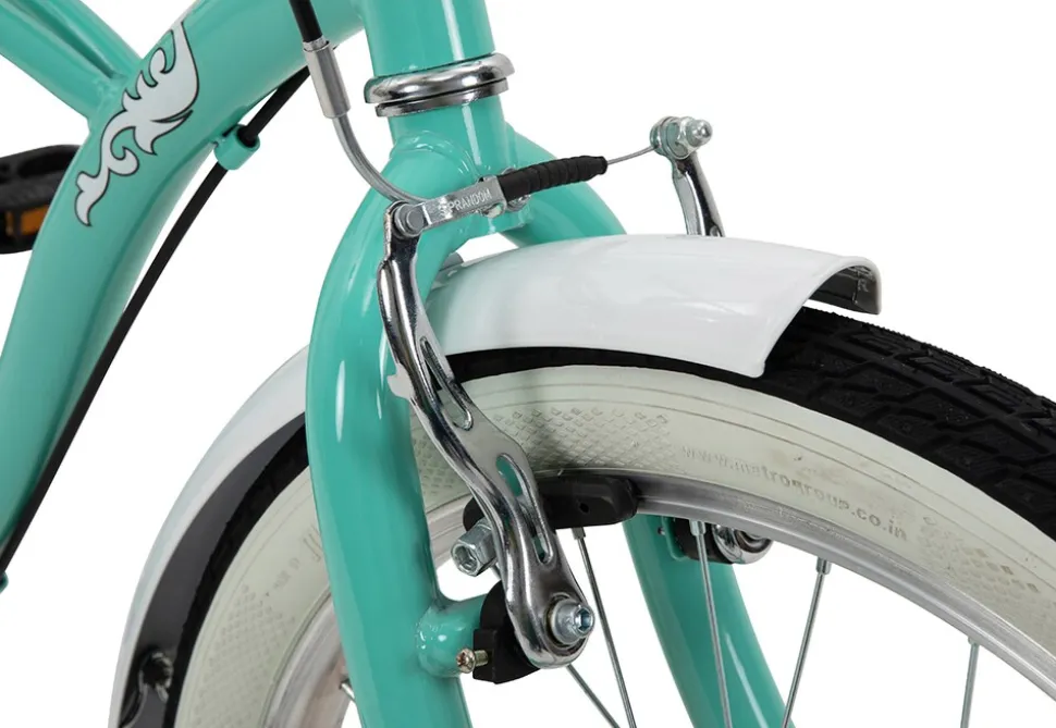 Actionbikes Kinderfahrrad Cruiser 20 Zoll, Rosa/Türkis, verstellbar, Seitenständer, V-Brake-Bremsen (Türkis)