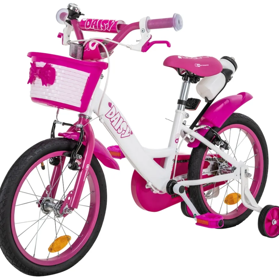 Actionbikes Kinderfahrrad Daisy 16 Zoll, pink, Stützräder, Korb, V-Brake-Bremsen, Antirutschgriffe (East)