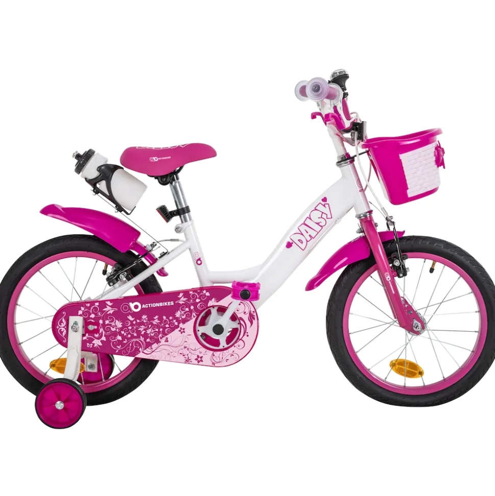Actionbikes Kinderfahrrad Daisy 16 Zoll, pink, Stützräder, Korb, V-Brake-Bremsen, Antirutschgriffe (East)