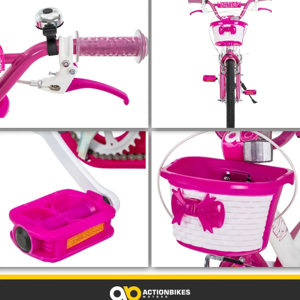 Actionbikes Kinderfahrrad Daisy 20 Zoll, pink, V-Brake-Bremsen, Antirutschgriffe, Kettenschutz, Korb (East)