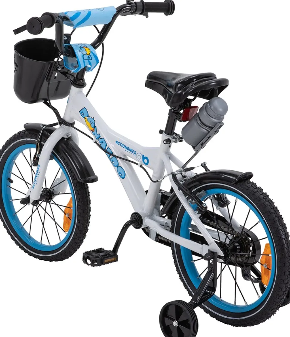 Actionbikes Kinderfahrrad Donaldo 16 Zoll, V-Brake-Bremsen, höhenverstellbar, Stützräder, Korb