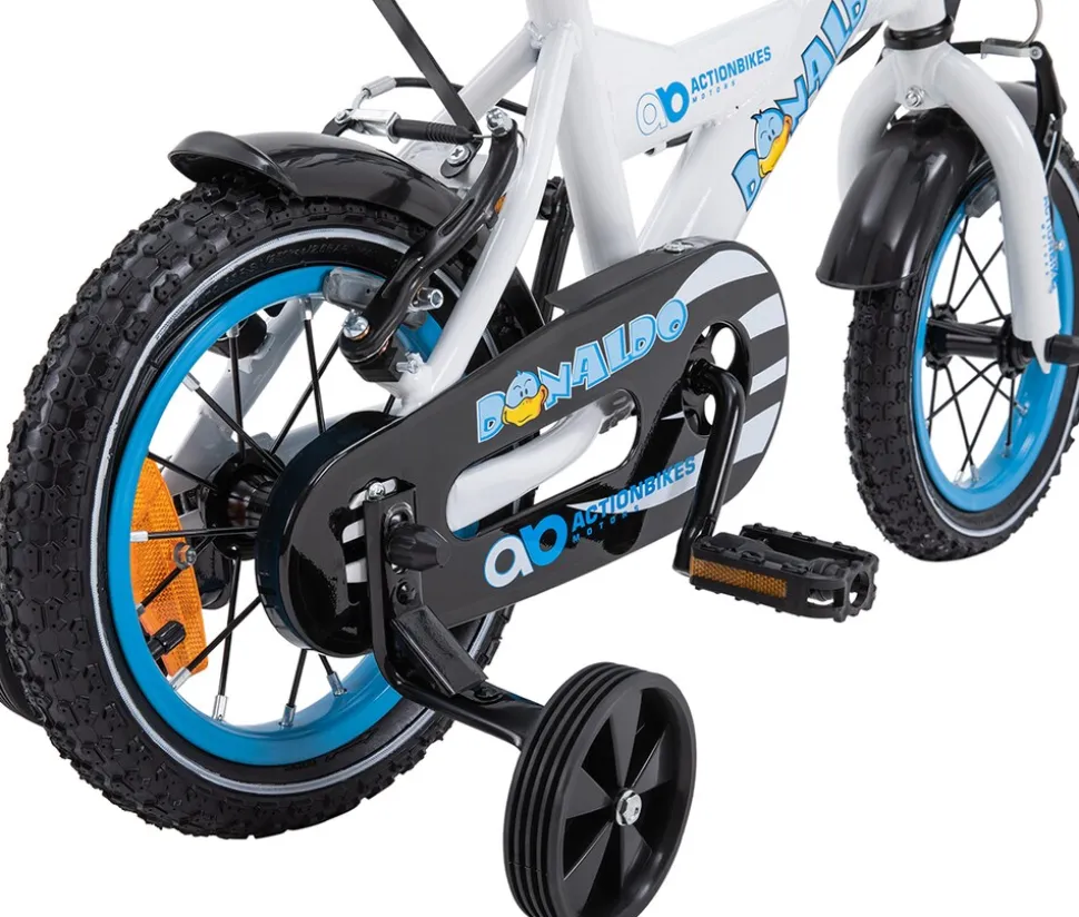Actionbikes Kinderfahrrad Donaldo 12 Zoll, V-Brake-Bremsen, höhenverstellbar, Stützräder, Korb