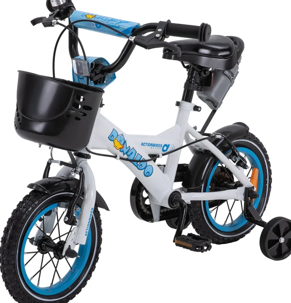 Actionbikes Kinderfahrrad Donaldo 12 Zoll, V-Brake-Bremsen, höhenverstellbar, Stützräder, Korb