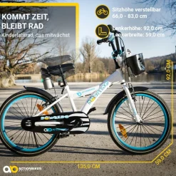 Actionbikes Kinderfahrrad Donaldo 20 Zoll, V-Brake-Bremsen, höhenverstellbar, Seitenständer, Korb
