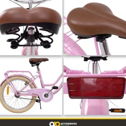 Actionbikes Kinderfahrrad Retrostar 20 Zoll, Rosa, Fahrradständer, Gepäckträger, Sattel gefedert (Rosa)