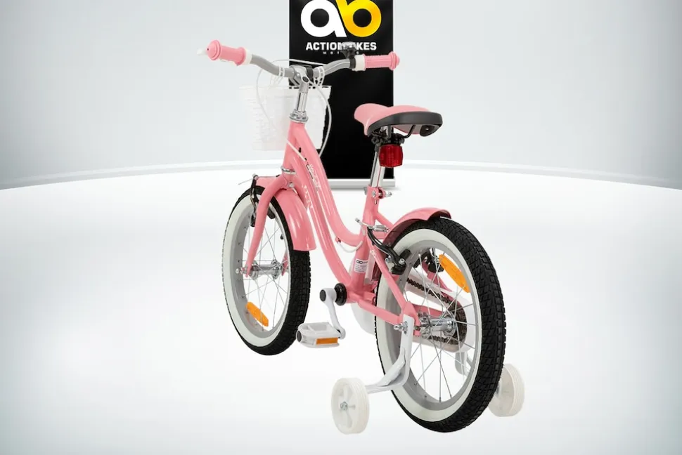 Actionbikes Kinderfahrrad Starlight 16 Zoll, Rosa, Stützräder, Fahrradkorb, Klingel, Kettenschutz (Classic)