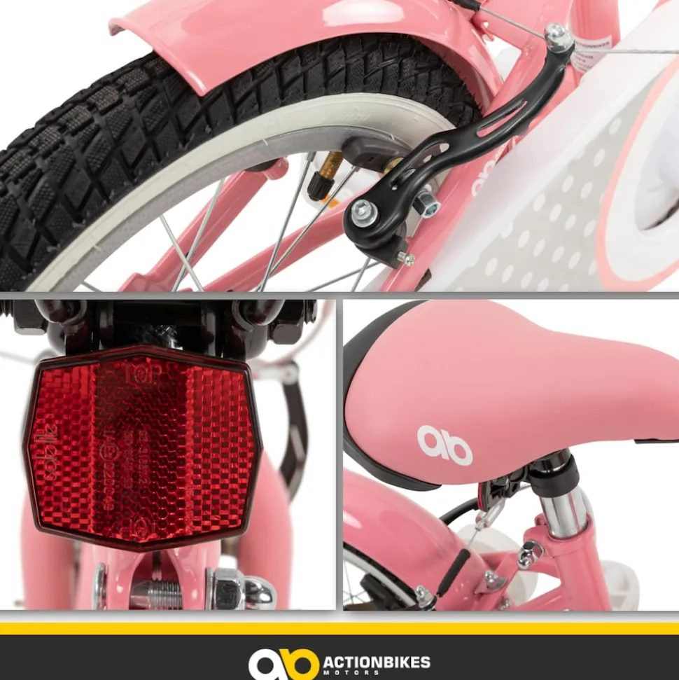 Actionbikes Kinderfahrrad Starlight 16 Zoll, Rosa, Stützräder, Fahrradkorb, Klingel, Kettenschutz (Classic)