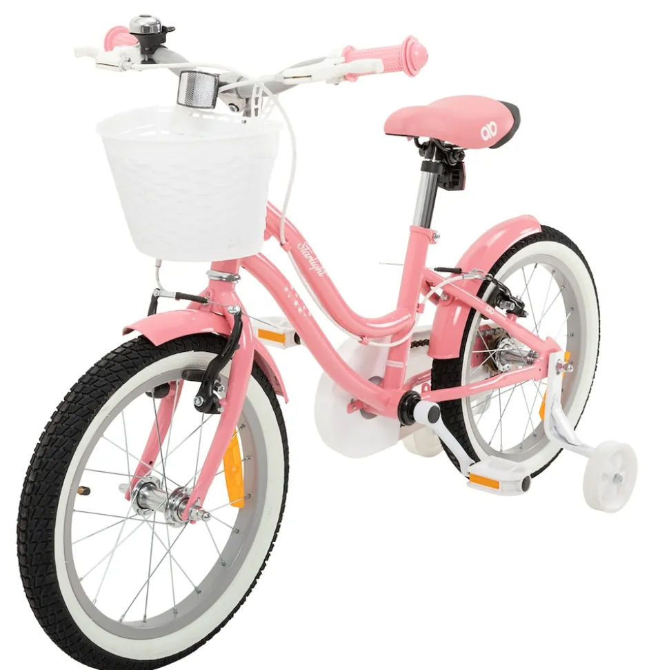 Actionbikes Kinderfahrrad Starlight 16 Zoll, Rosa, Stützräder, Fahrradkorb, Klingel, Kettenschutz (Classic)