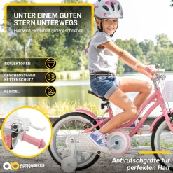 Actionbikes Kinderfahrrad Starlight 16 Zoll, Rosa, Stützräder, Fahrradkorb, Klingel, Kettenschutz (Classic)