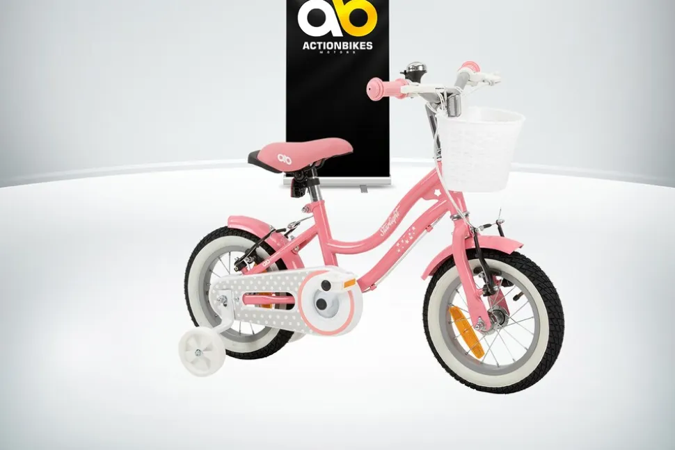 Actionbikes Kinderfahrrad Starlight 12 Zoll, Rosa, Stützräder, Fahrradkorb, Klingel, Kettenschutz (Classic)