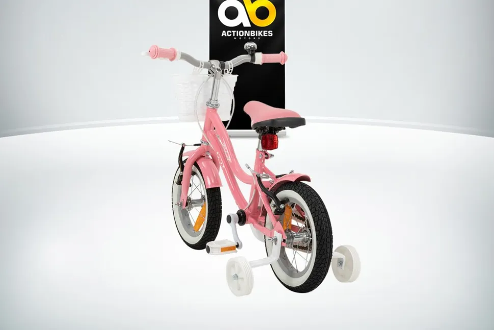 Actionbikes Kinderfahrrad Starlight 12 Zoll, Rosa, Stützräder, Fahrradkorb, Klingel, Kettenschutz (Classic)