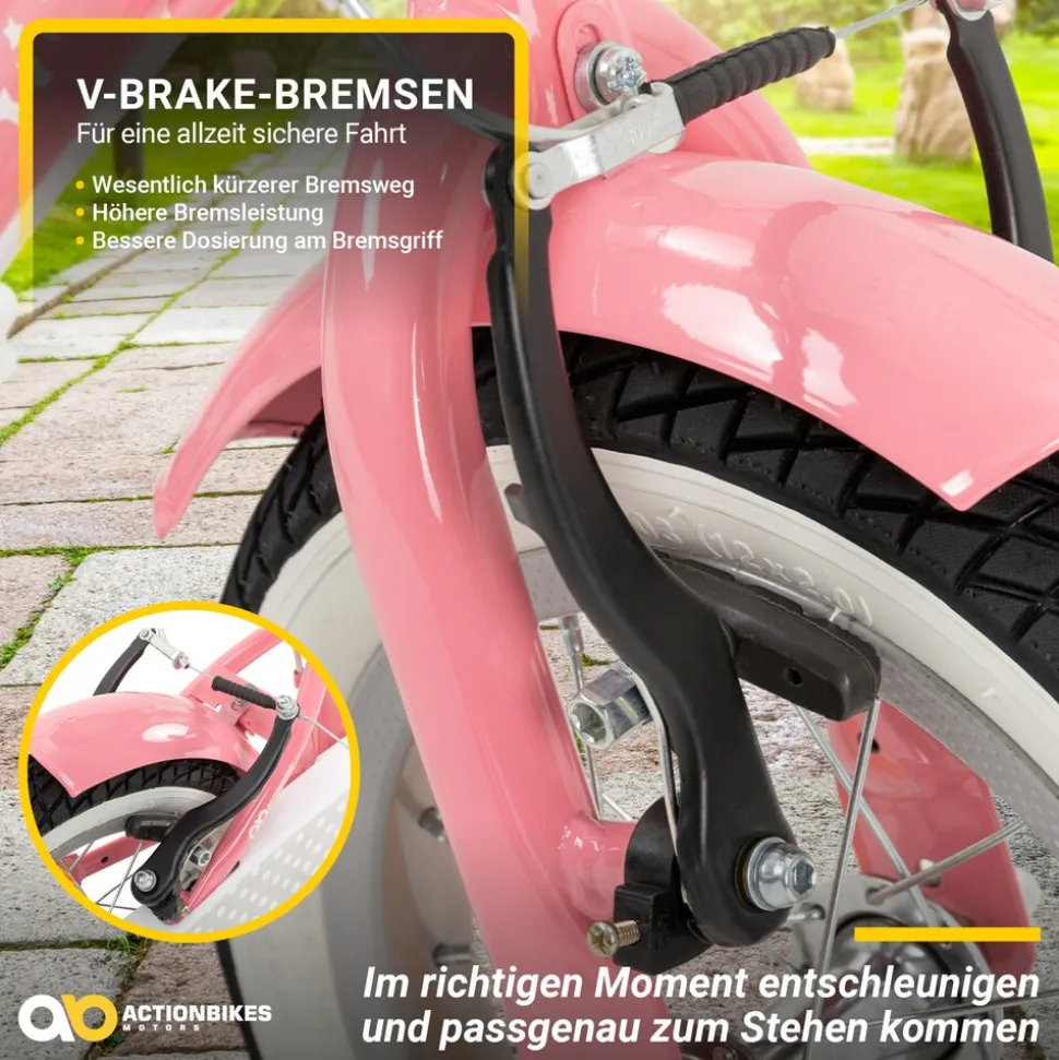 Actionbikes Kinderfahrrad Starlight 12 Zoll, Rosa, Stützräder, Fahrradkorb, Klingel, Kettenschutz (Classic)