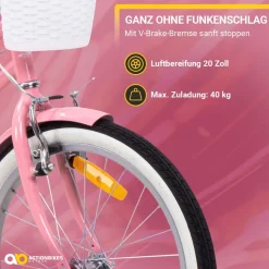 Actionbikes Kinderfahrrad Starlight 20 Zoll, Rosa, Fahrradständer, Korb, Klingel, Kettenschutz (Classic)