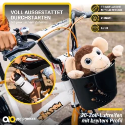 Actionbikes Kinderfahrrad Timson 20 Zoll, V-Brake-Bremsen, höhenverstellbar, Fahrradständer, Korb