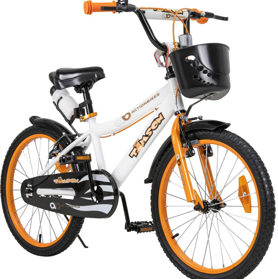 Actionbikes Kinderfahrrad Timson 20 Zoll, V-Brake-Bremsen, höhenverstellbar, Fahrradständer, Korb