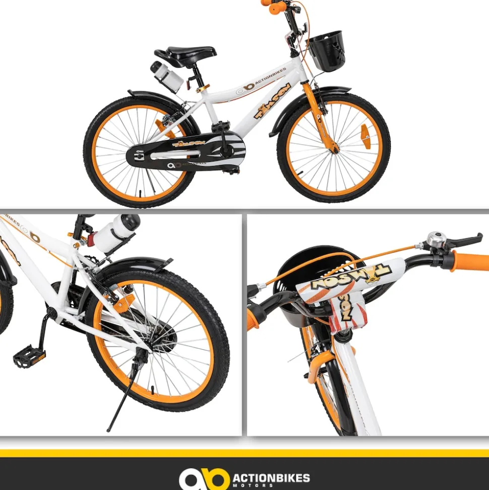 Actionbikes Kinderfahrrad Timson 20 Zoll, V-Brake-Bremsen, höhenverstellbar, Fahrradständer, Korb
