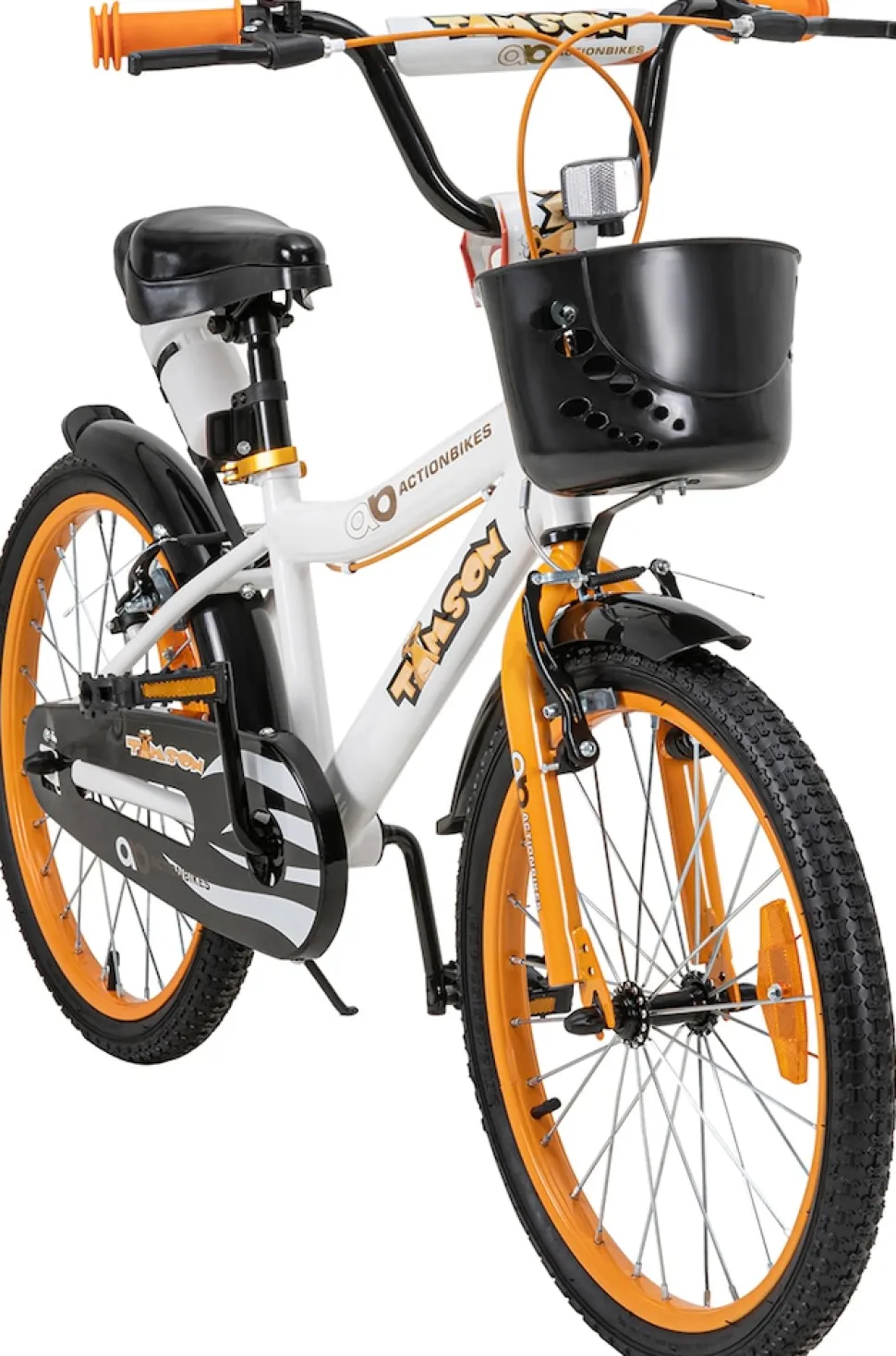 Actionbikes Kinderfahrrad Timson 20 Zoll, V-Brake-Bremsen, höhenverstellbar, Fahrradständer, Korb