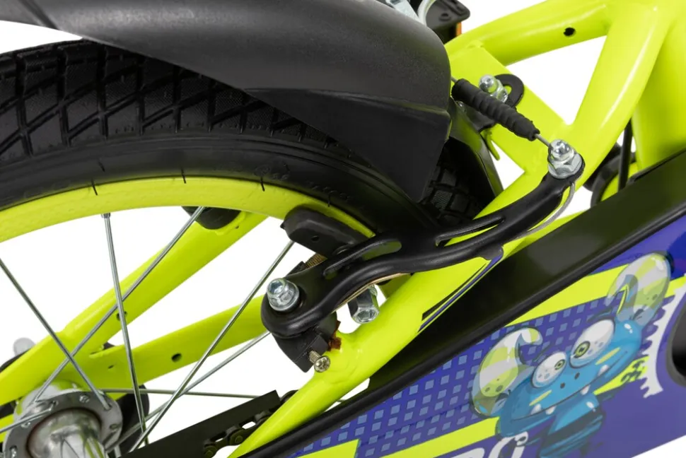 Actionbikes Kinderfahrrad Turbo 16 Zoll, Stützräder, V-Brake-Bremsen, Lenker-/Kettenschutz, Klingel