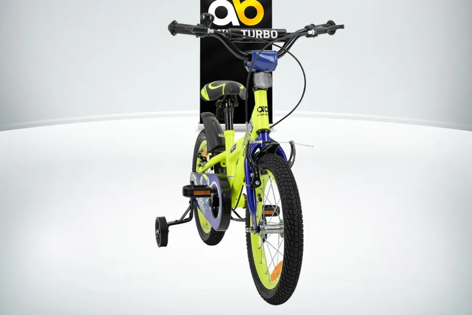 Actionbikes Kinderfahrrad Turbo 16 Zoll, Stützräder, V-Brake-Bremsen, Lenker-/Kettenschutz, Klingel