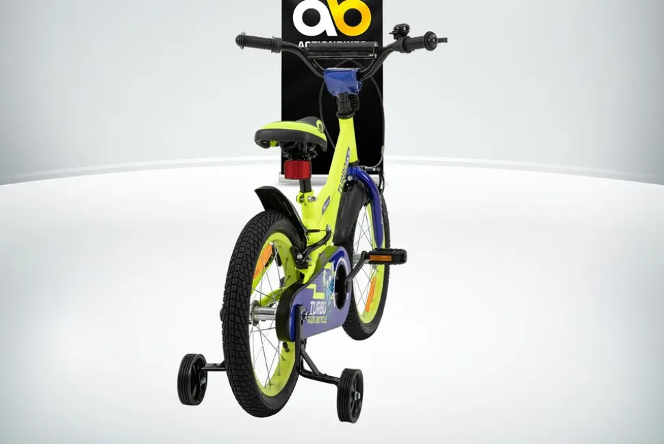 Actionbikes Kinderfahrrad Turbo 16 Zoll, Stützräder, V-Brake-Bremsen, Lenker-/Kettenschutz, Klingel
