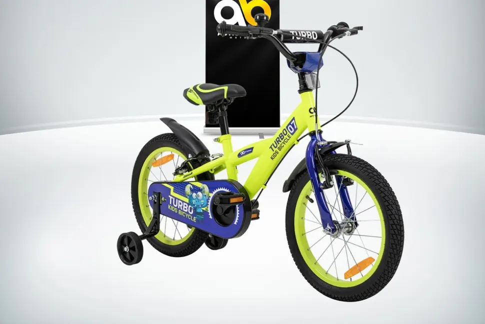 Actionbikes Kinderfahrrad Turbo 16 Zoll, Stützräder, V-Brake-Bremsen, Lenker-/Kettenschutz, Klingel
