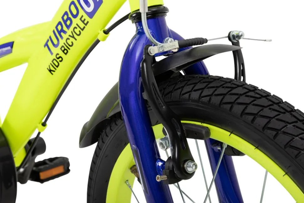 Actionbikes Kinderfahrrad Turbo 16 Zoll, Stützräder, V-Brake-Bremsen, Lenker-/Kettenschutz, Klingel