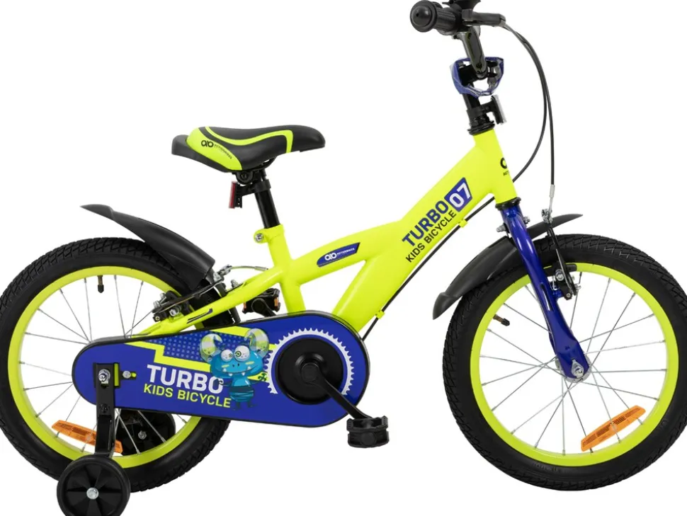 Actionbikes Kinderfahrrad Turbo 16 Zoll, Stützräder, V-Brake-Bremsen, Lenker-/Kettenschutz, Klingel
