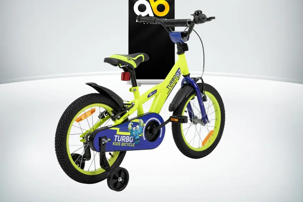 Actionbikes Kinderfahrrad Turbo 16 Zoll, Stützräder, V-Brake-Bremsen, Lenker-/Kettenschutz, Klingel