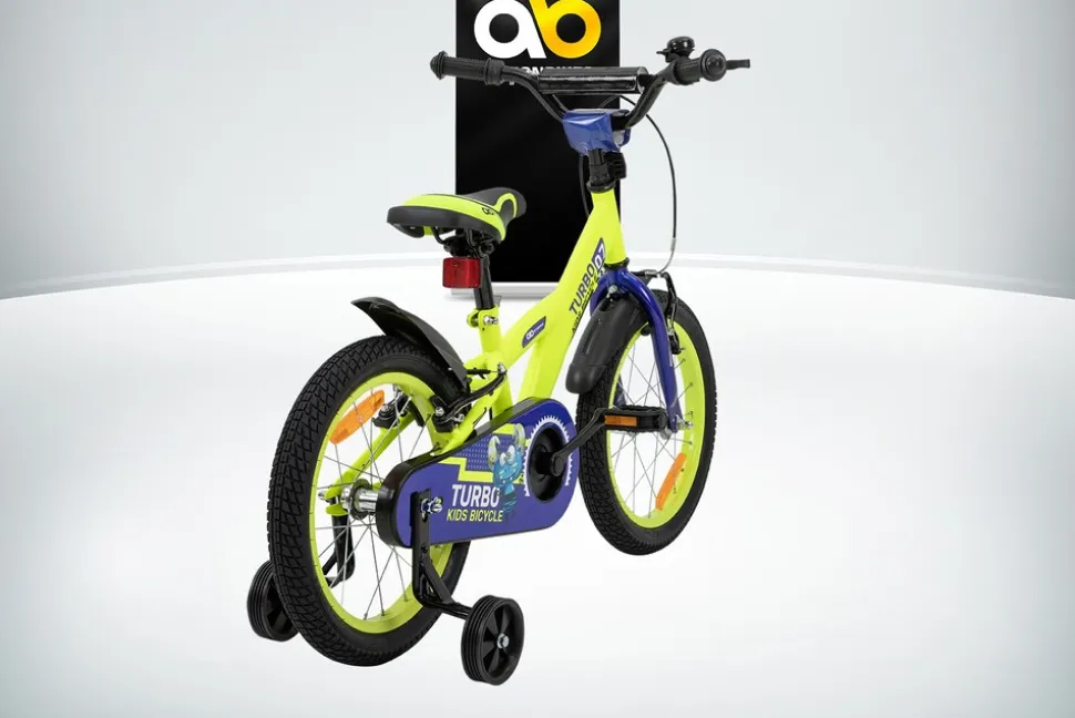 Actionbikes Kinderfahrrad Turbo 16 Zoll, Stützräder, V-Brake-Bremsen, Lenker-/Kettenschutz, Klingel