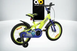 Actionbikes Kinderfahrrad Turbo 16 Zoll, Stützräder, V-Brake-Bremsen, Lenker-/Kettenschutz, Klingel