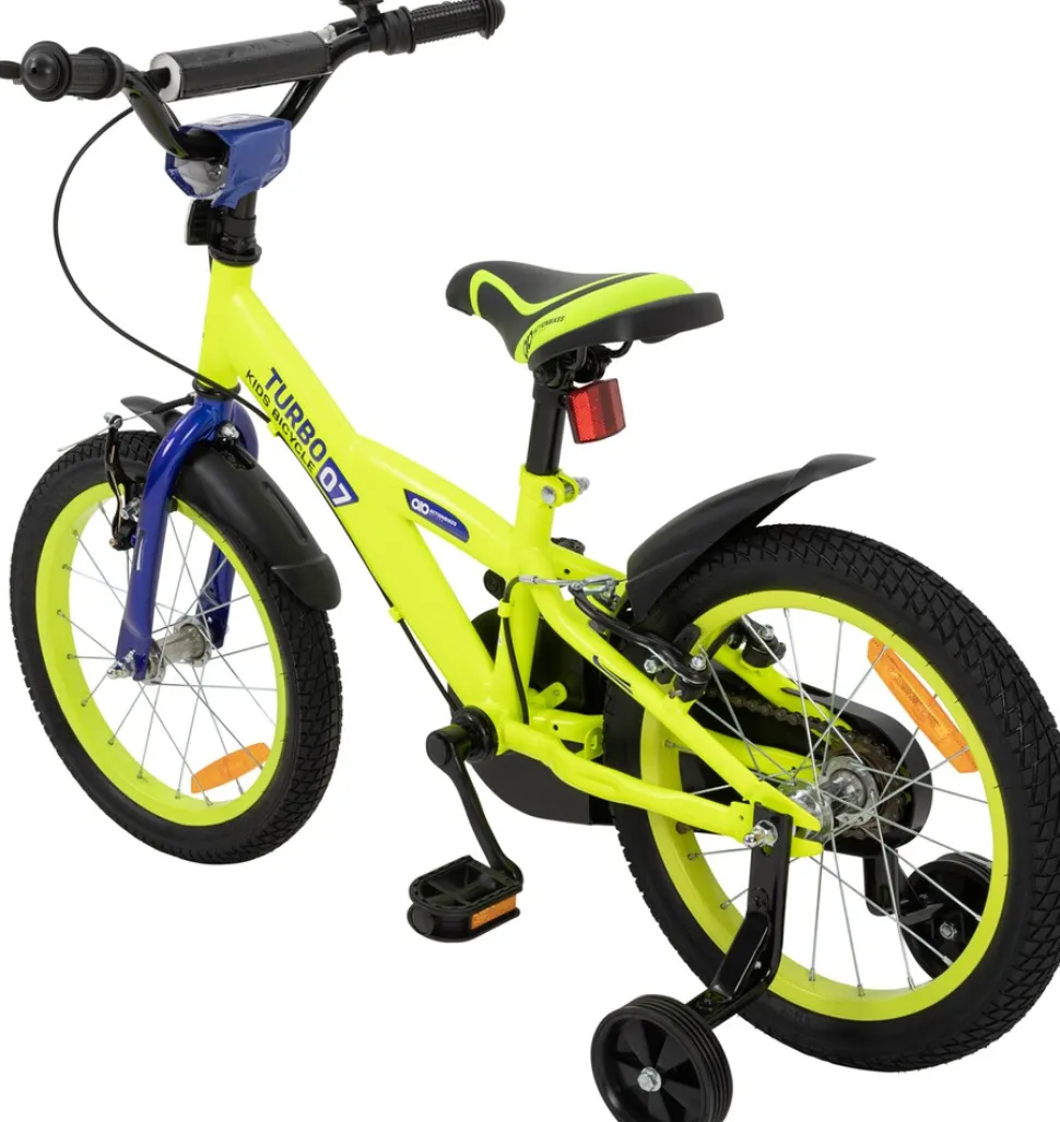Actionbikes Kinderfahrrad Turbo 16 Zoll, Stützräder, V-Brake-Bremsen, Lenker-/Kettenschutz, Klingel