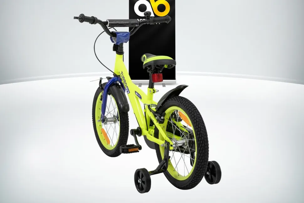 Actionbikes Kinderfahrrad Turbo 16 Zoll, Stützräder, V-Brake-Bremsen, Lenker-/Kettenschutz, Klingel