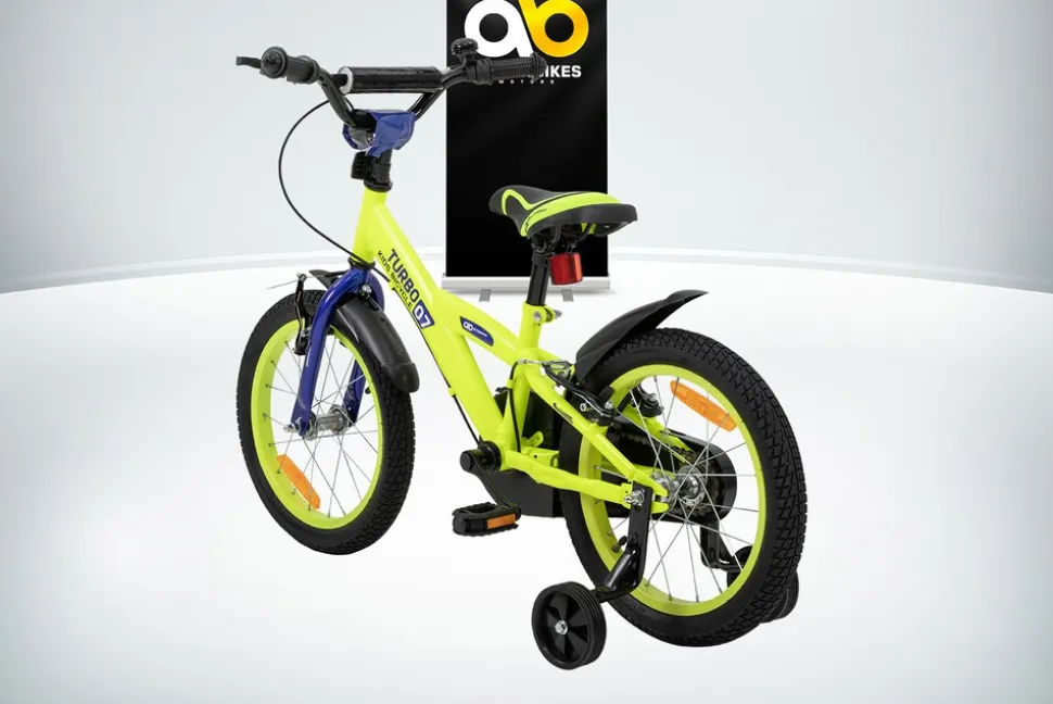 Actionbikes Kinderfahrrad Turbo 16 Zoll, Stützräder, V-Brake-Bremsen, Lenker-/Kettenschutz, Klingel