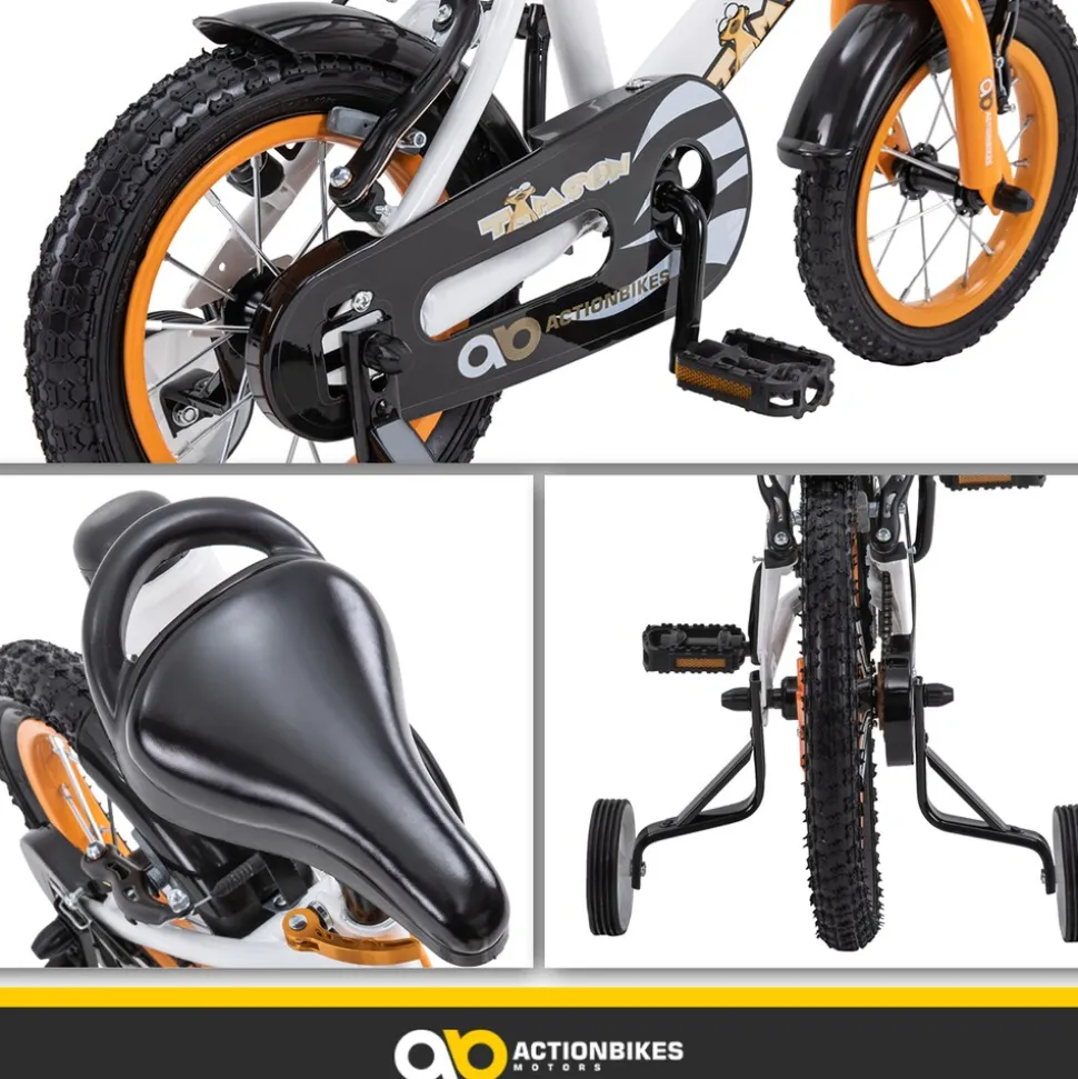 Actionbikes Kinderfahrrad Timson 12 Zoll, V-Brake-Bremsen, höhenverstellbar, Stützräder, Korb