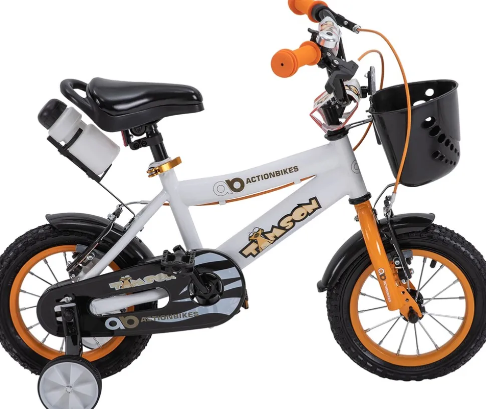 Actionbikes Kinderfahrrad Timson 12 Zoll, V-Brake-Bremsen, höhenverstellbar, Stützräder, Korb