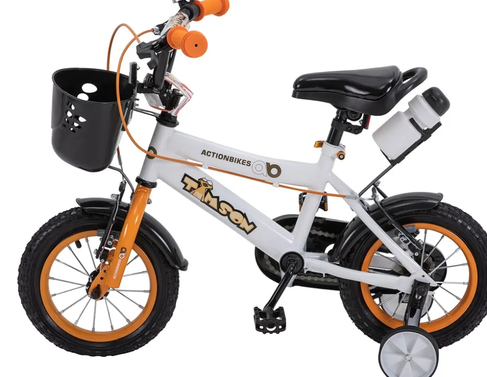 Actionbikes Kinderfahrrad Timson 12 Zoll, V-Brake-Bremsen, höhenverstellbar, Stützräder, Korb