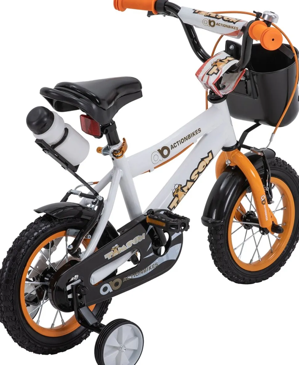 Actionbikes Kinderfahrrad Timson 12 Zoll, V-Brake-Bremsen, höhenverstellbar, Stützräder, Korb