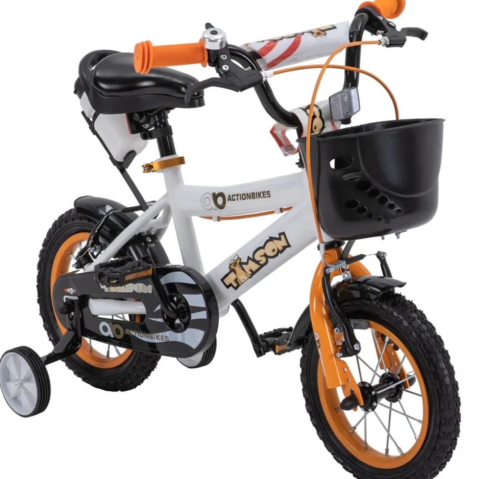 Actionbikes Kinderfahrrad Timson 12 Zoll, V-Brake-Bremsen, höhenverstellbar, Stützräder, Korb