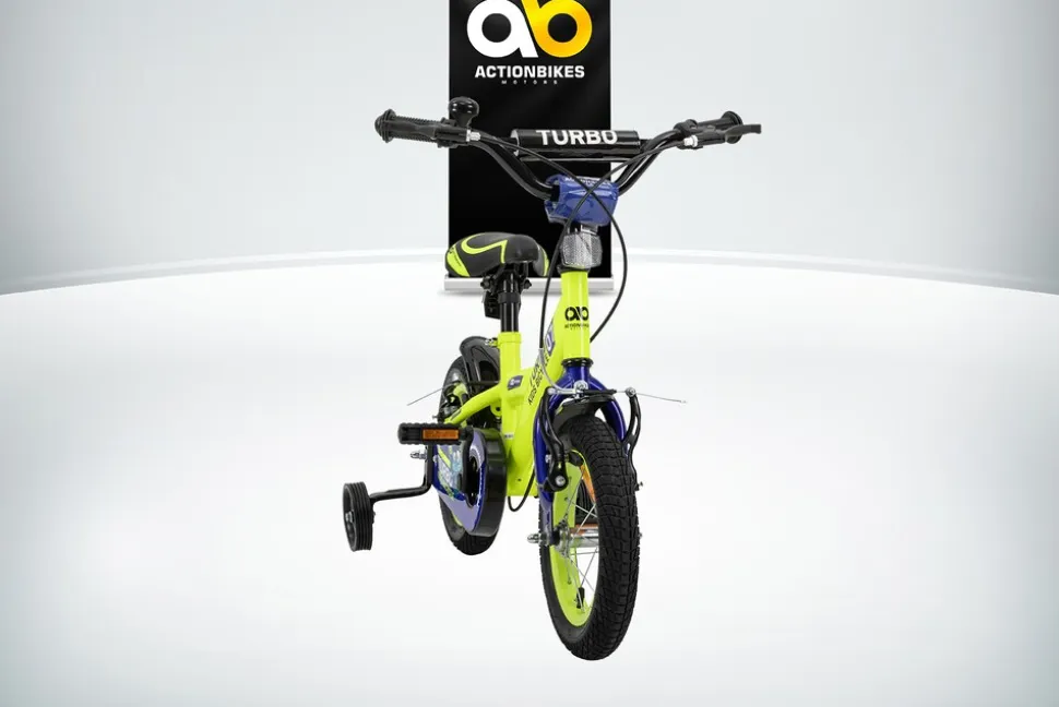 Actionbikes Kinderfahrrad Turbo 12 Zoll, Stützräder, V-Brake-Bremsen, Lenker-/Kettenschutz, Klingel