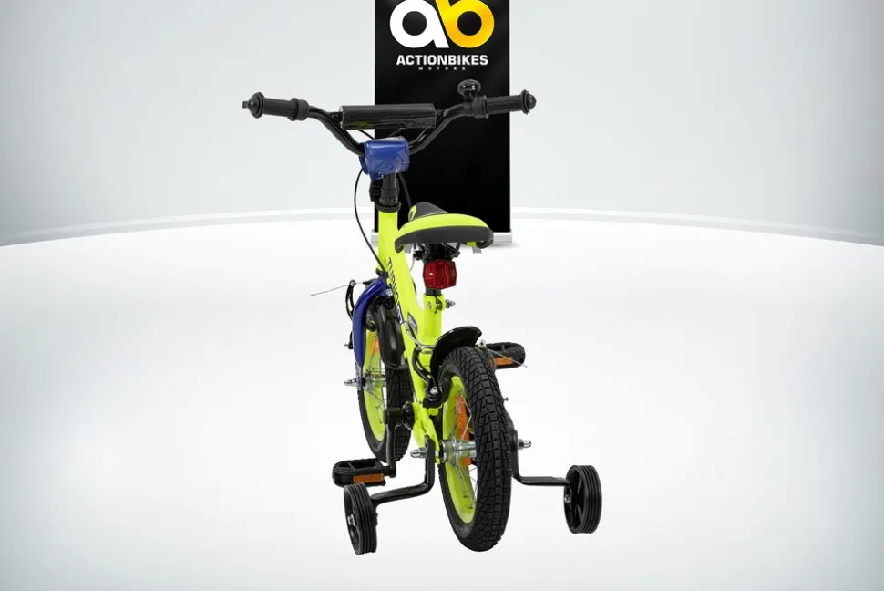 Actionbikes Kinderfahrrad Turbo 12 Zoll, Stützräder, V-Brake-Bremsen, Lenker-/Kettenschutz, Klingel