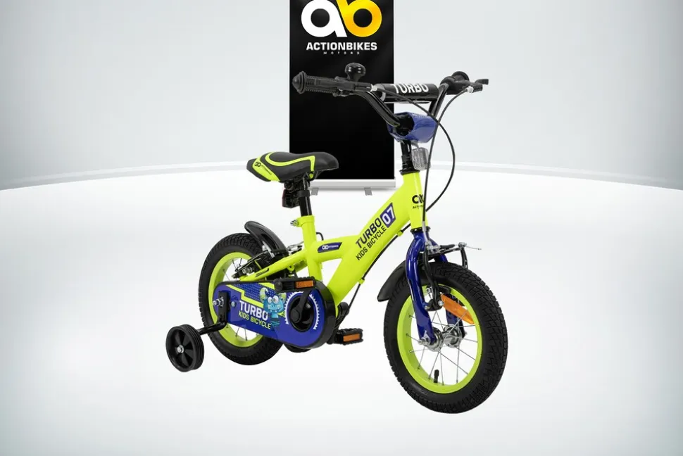 Actionbikes Kinderfahrrad Turbo 12 Zoll, Stützräder, V-Brake-Bremsen, Lenker-/Kettenschutz, Klingel