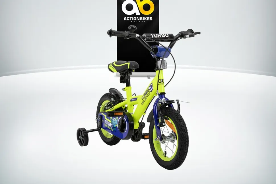 Actionbikes Kinderfahrrad Turbo 12 Zoll, Stützräder, V-Brake-Bremsen, Lenker-/Kettenschutz, Klingel
