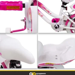Actionbikes Kinderfahrrad Unicorn 12 Zoll, Pink, Einhorn-Design, Puppensitz, Stützräder, Fahrradkorb