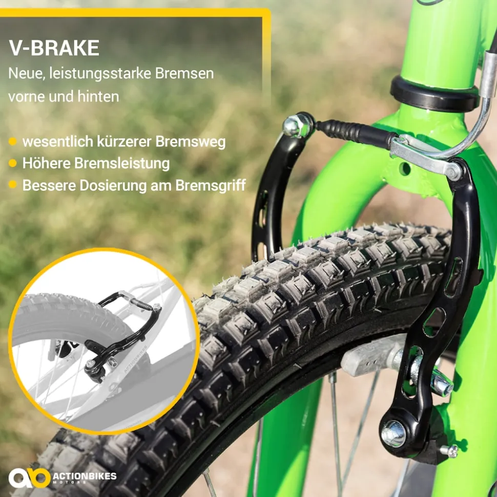 Actionbikes Kinderfahrrad Zombie 16 Zoll, V-Brake-Bremsen, höhenverstellbar, Stützräder, Reflektoren