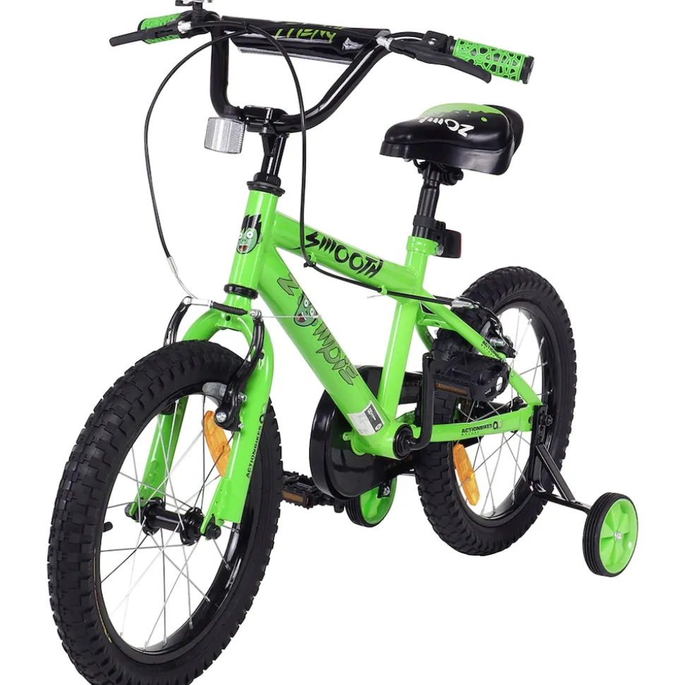 Actionbikes Kinderfahrrad Zombie 16 Zoll, V-Brake-Bremsen, höhenverstellbar, Stützräder, Reflektoren